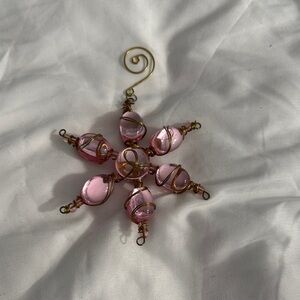 Elegant Pink Wire-Wrapped Star  Christmas tree decoration